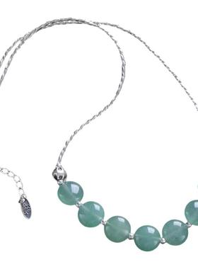 925银石英岩质玉珠珠项链女2025年简约精致新中式锁骨链饰品