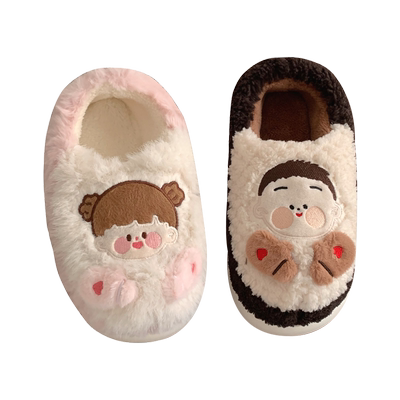 情侣可爱保暖防滑全包跟棉拖鞋