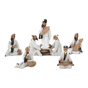 竹林七贤假山摆件配件造景吸水石上水石盆景装饰品陶瓷水锈石石头