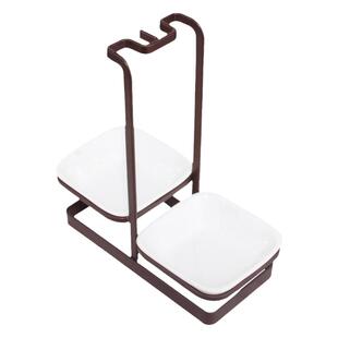 公筷公勺支架套装商用汤勺咖啡色火锅勺小漏勺单头双头不锈钢加厚