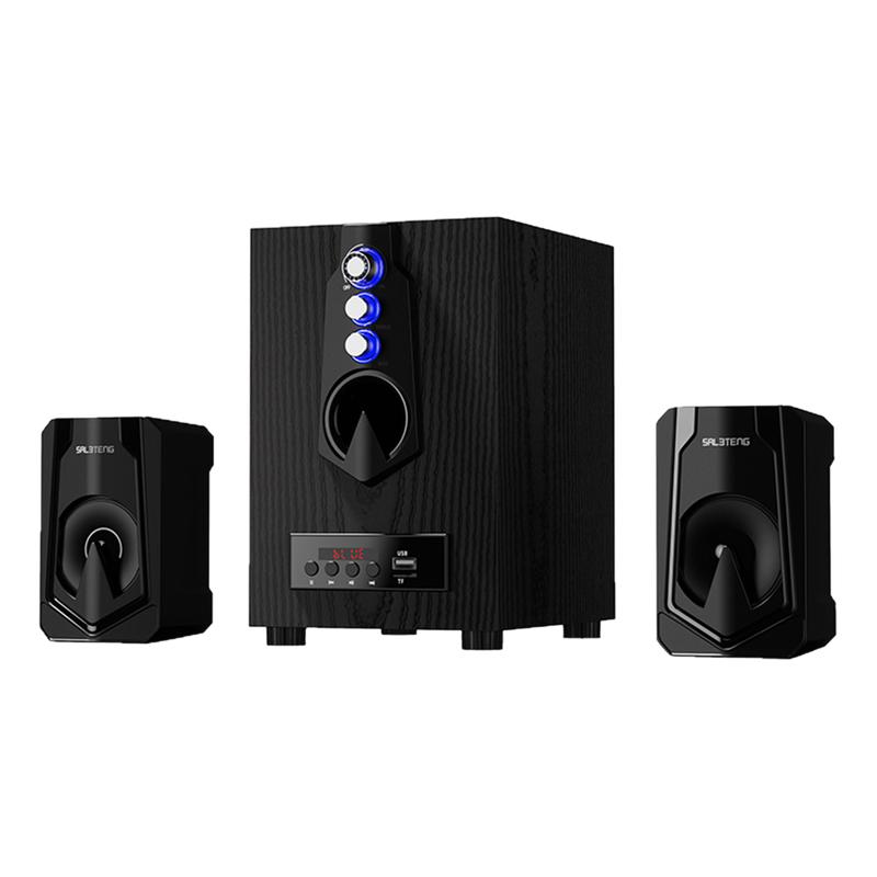 蓝牙V5.3木质2.1重低音电脑音箱