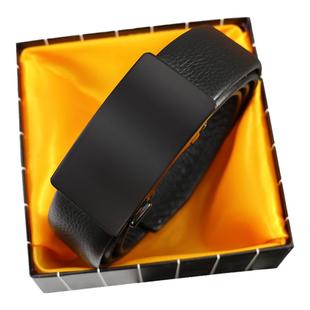 头层牛皮男士皮带真皮年轻人黑色内扣西装内穿自动扣裤腰带简约潮