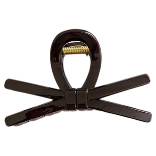 巧克力色蝴蝶结抓夹女2025新款高级感半扎发鲨鱼夹后脑勺盘发头饰