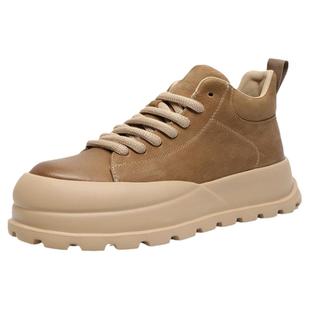 发泡底男鞋秋冬款2025新款轻便增高加厚软底皮鞋男真皮复古马丁靴