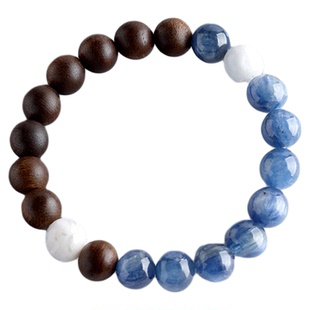 EEEAN易安·清欢 喜木水 天然奇楠沉香蓝晶石白幽灵手串 男女同款