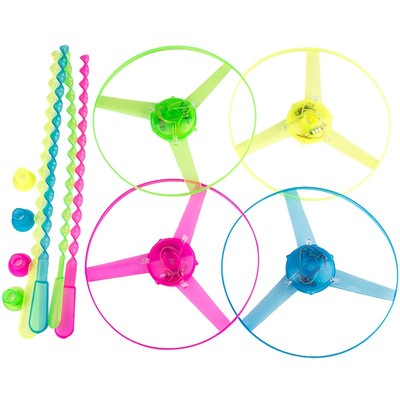 发光手推飞碟大号带灯易飞儿童竹蜻蜓飞天仙子公园户外玩具夜市