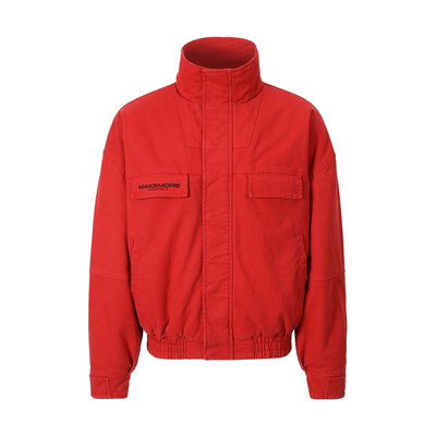 Makemore加绒防风质感复古红夹克