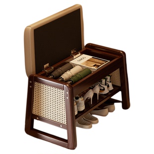 实木换鞋凳门口家用储物入户轻奢高级感可坐可收纳极窄中古穿鞋凳