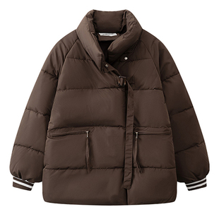 大码女装胖mm黑色休闲慵懒风面包服女冬季显瘦不臃肿夹棉棉服外套