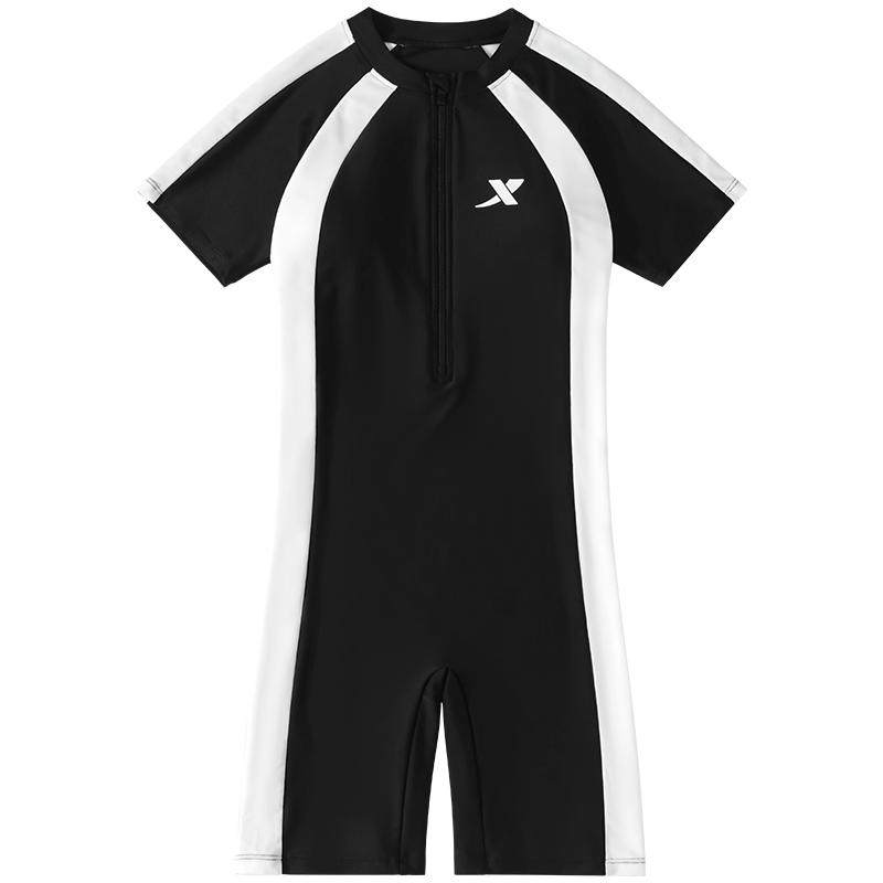 特步儿童泳衣女孩中大童带胸垫新款初中生夏女童连体游泳专业训练