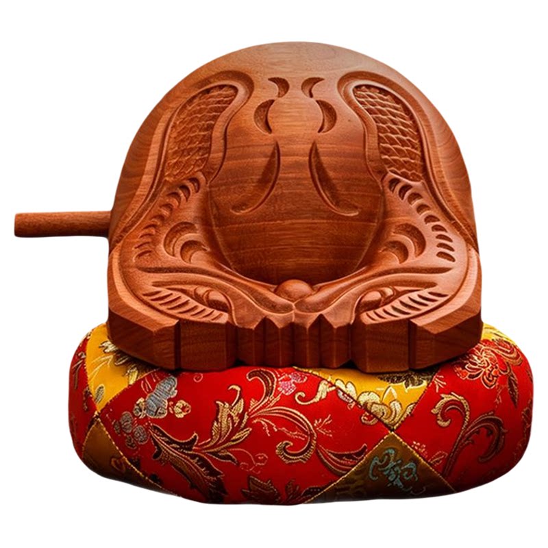 木鱼法器实木一套寺庙家用打击乐器紫檀木大号静心木鱼木雕摆件