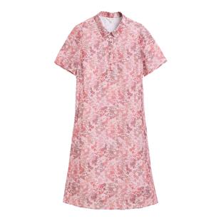 蒲PUKKA 度假苎麻碎花裙女2026春夏新品宽松显瘦短袖衬衫领连衣裙