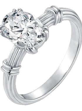18K金椭圆形钻戒情人节礼物