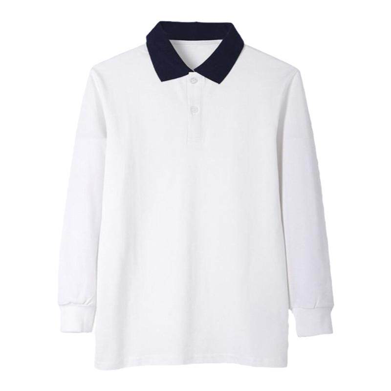 藏青白色上衣polo衫中学生班服