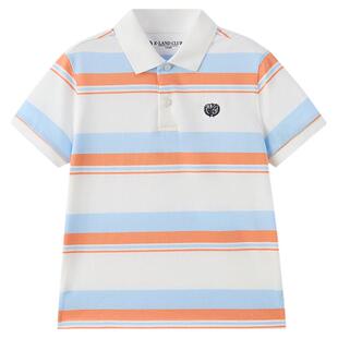 【云柔棉】eland kids衣恋童装男童T恤26年夏新品POLO衫条纹短袖