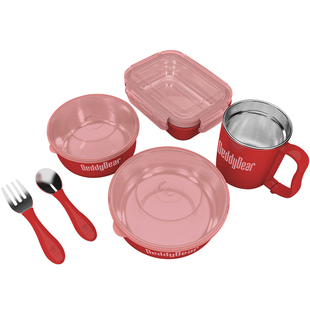 杯具熊beddybear316不锈钢儿童餐具宝宝防摔碗吸盘碗辅食碗勺套装