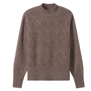 羊毛衫女100纯羊毛秋新款冬半高领毛衣女短款加厚宽松羊绒打底衫