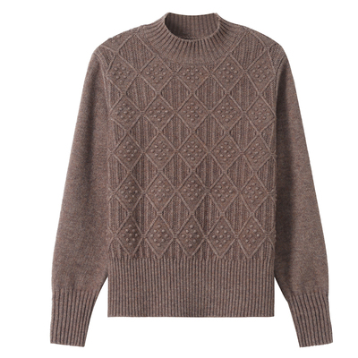 羊毛衫女100纯羊毛秋新款冬半高领毛衣女短款加厚宽松羊绒打底衫