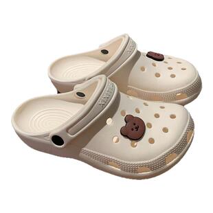 细细条 软萌小熊情侣洞洞鞋户外防滑软底男女夏季海边度假凉拖鞋