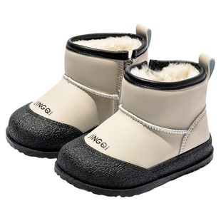 婧麒儿童雪地靴冬季加绒加厚防水保暖棉鞋男女童宝宝防滑毛绒短靴