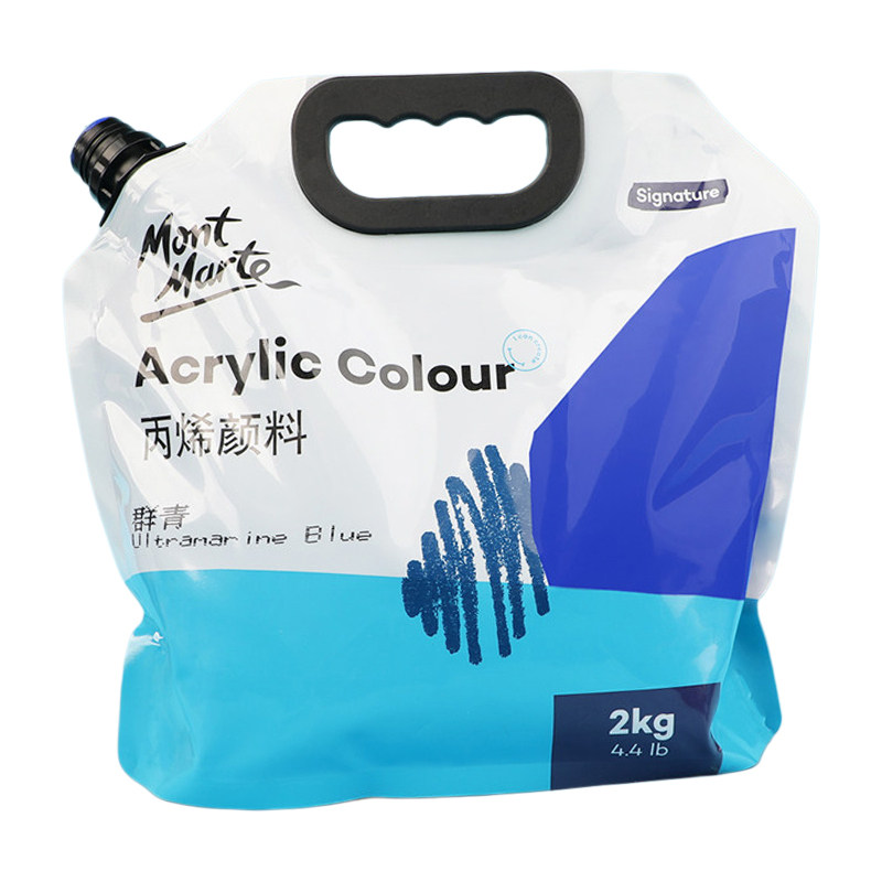 蒙玛特丙烯颜料袋装2kg自立袋1kg500g丙烯白色颜料美术生防水防晒不掉色手绘涂鸦彩绘石头球鞋画画染料补充包