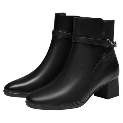 接吻猫粗跟圆头时装靴