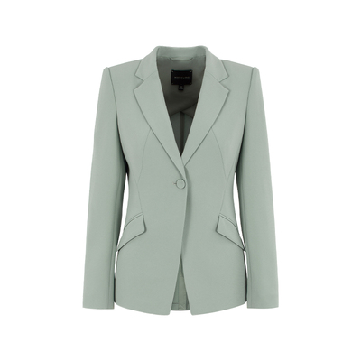 MARYLING收腰平驳领灰薄荷绿西装
