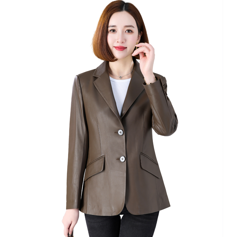 真皮西装头层绵羊皮夹克小外套女