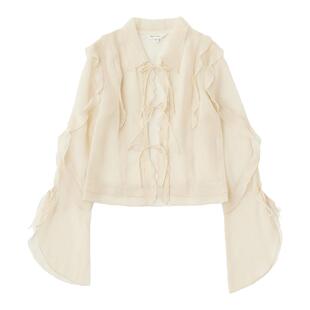 MOUSSY 早春新品法式优雅浪漫雪纺花边长袖衬衫010HS730-0300