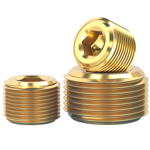 国标纯黄铜内六角堵头铜闷头公制英美制油堵管堵外1分2分3分4分全