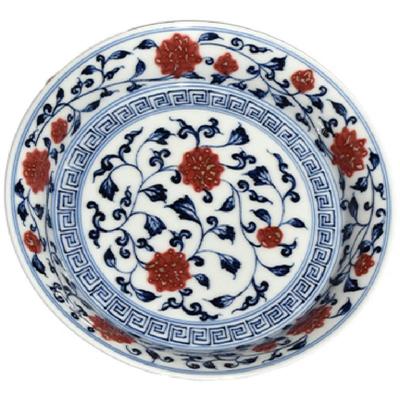 观颐斋手工釉里红盖碗茶杯家用