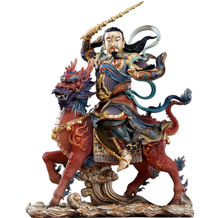 台湾纯铜彩绘九天应元雷神普化天尊摆件家用供奉坐骑雷神雷祖神像