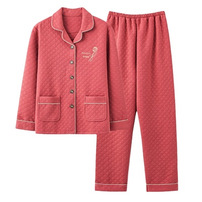 浪莎空气棉睡衣女纯棉保暖套装