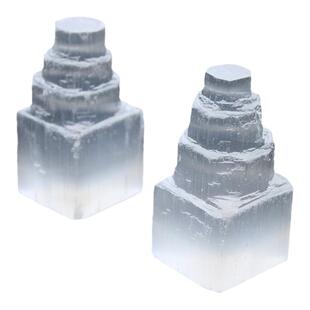 如鸿天然透石膏石塔摆件四方底水晶原石矿石白色猫眼消磁手链