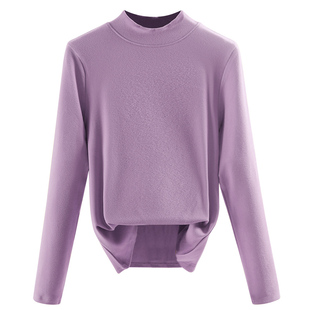 德绒双面绒磨毛半高领打底衫女2025秋冬新款长袖t恤修身中领上衣