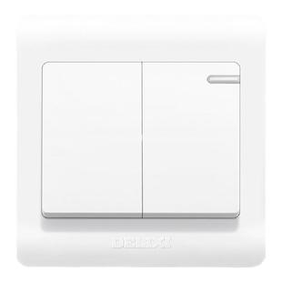 德力西二开单控开关插座86型电灯面板家用2位双开单联两开暗装2开