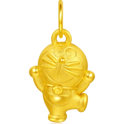 潮宏基哆啦A梦黄金吊坠足金挂坠颈饰5D硬金可爱萌趣小版