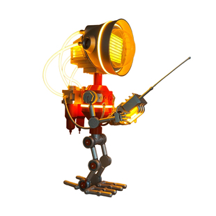 创意赛博朋克发光机器人影院商场酒吧餐厅大型落地摆件金属装饰品