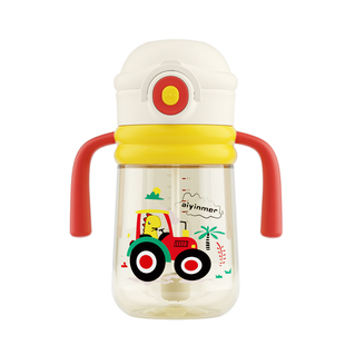 婴儿学饮杯PPSU翻盖吸嘴杯1-2-3岁以上大宝宝喝水杯9个月外出奶瓶