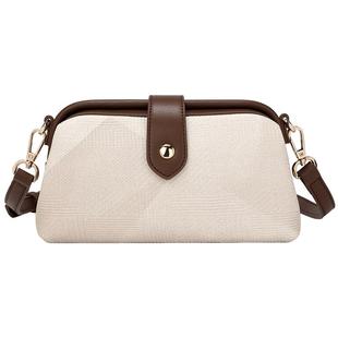 稻草人包包女2024新款百搭通勤单肩包时尚气质撞色斜挎包小众女包