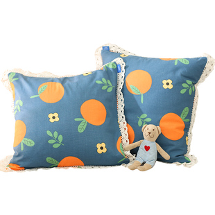 老粗布枕套 一只加厚纯棉麻夏季枕头套30x40x60抱枕套带蕾丝花边