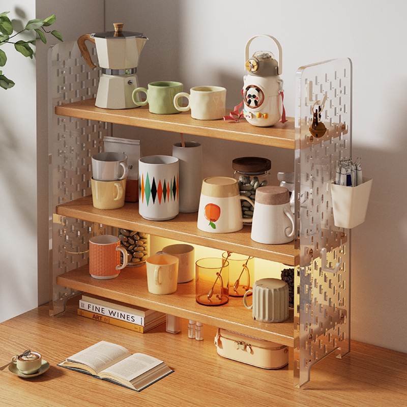 桌面杯子收纳置物架亚克力水杯桌上架子角间茶水茶具展示架咖啡架