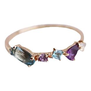 【多彩】日本nojess春季新款托帕石紫水晶白水晶戒指S925纯银镀金