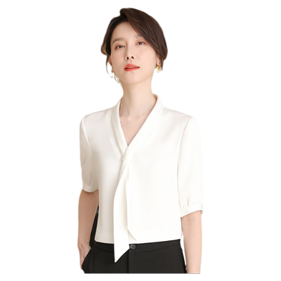 诗璐雅夏季职业高级感短袖白衬衫