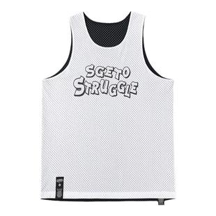 男大网眼印花大码运动球衣训练速干透气篮球服健身美式双面穿背心