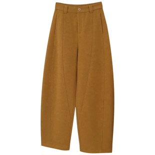 绵羊毛加绒加厚弯刀裤女2025冬新款气质简约高腰窄版香蕉裤休闲裤