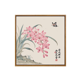 中式兰花牡丹百合数字油画diy填充填色手工绘国风荷花丙烯装饰画