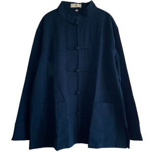 中国风男士装传统春秋季新款中式盘扣衬衫复古唐装苎麻民族风上衣