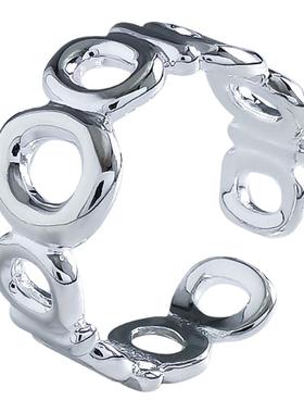 几何戒指纯银韩国女性