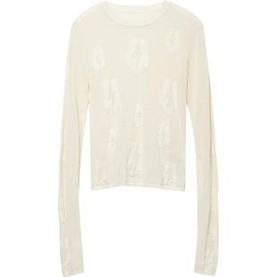 LINCCHIC金羽杰肌理感针织衫修身紧致提花网眼针织衫上衣女SW057Y